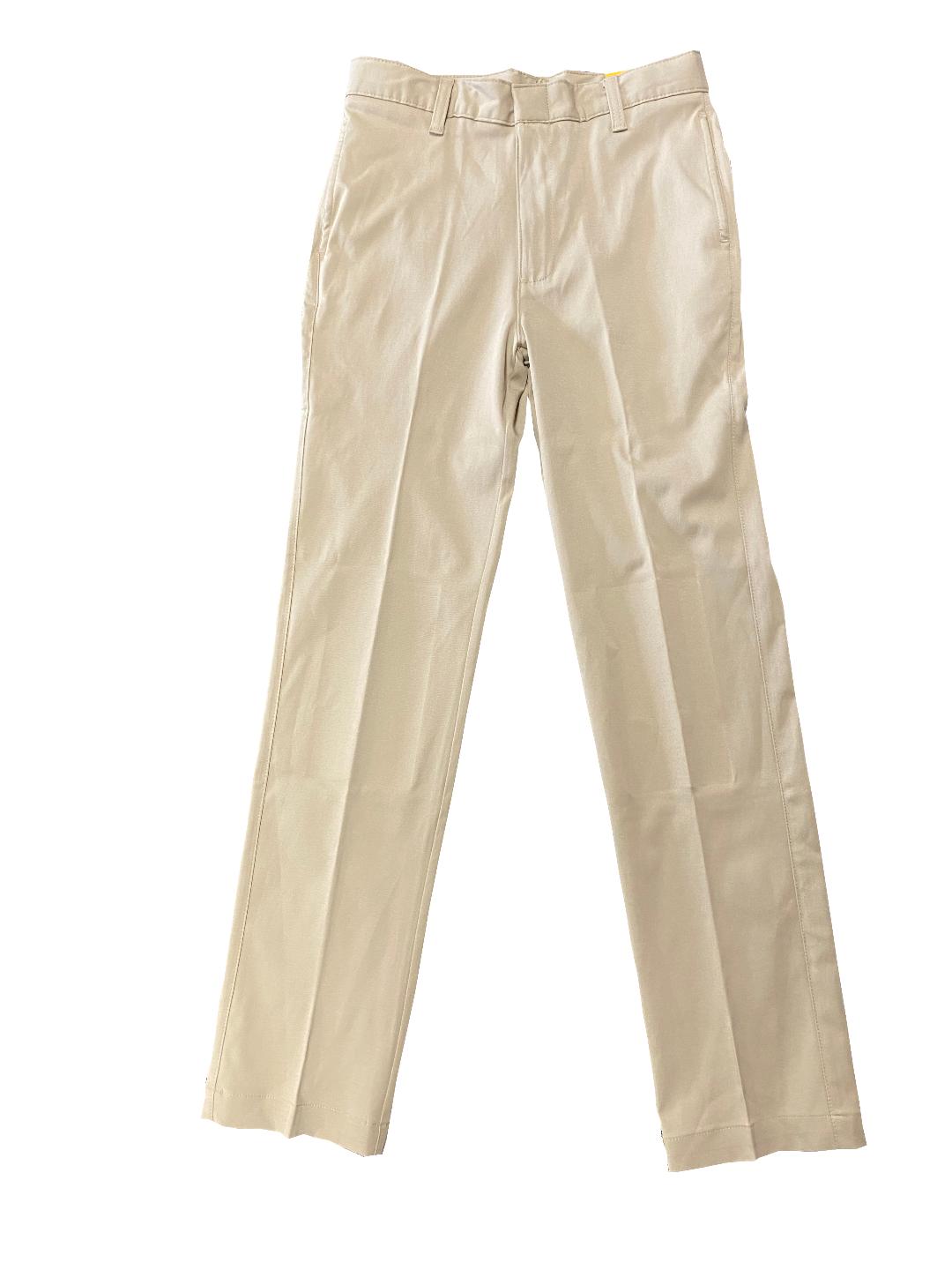 Boys Performance Fabric Flat Front Pants – Khaki – Fischers School Uniforms